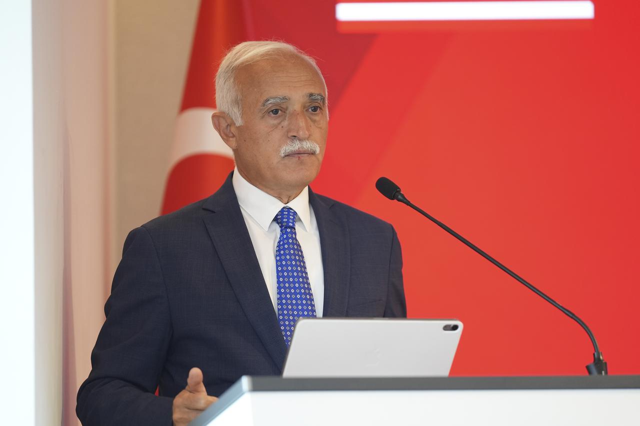 DEIK Chairman Nail Olpak speaks at a seminar in Istanbul on July 30, 2025. (AA Photo)