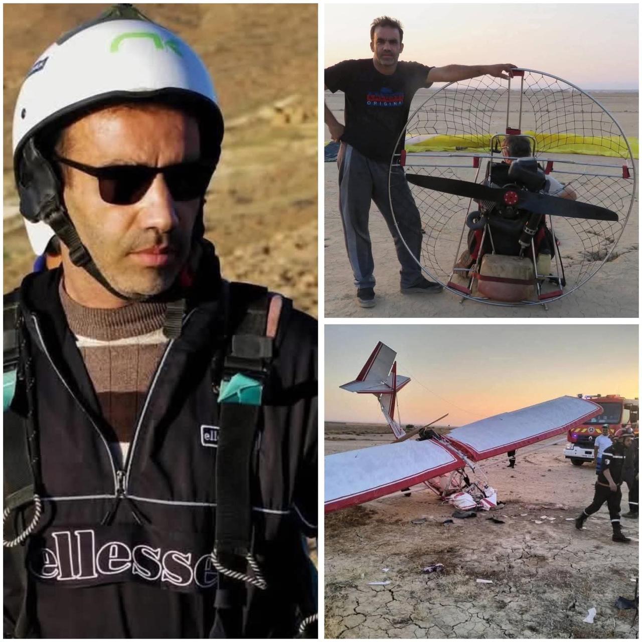 The  algarian engineer Youssef Douga standing behinde his aircraftt , in Algeria, M'Sila, on July 2, 2025.(Photo by M'Sila Province official page)