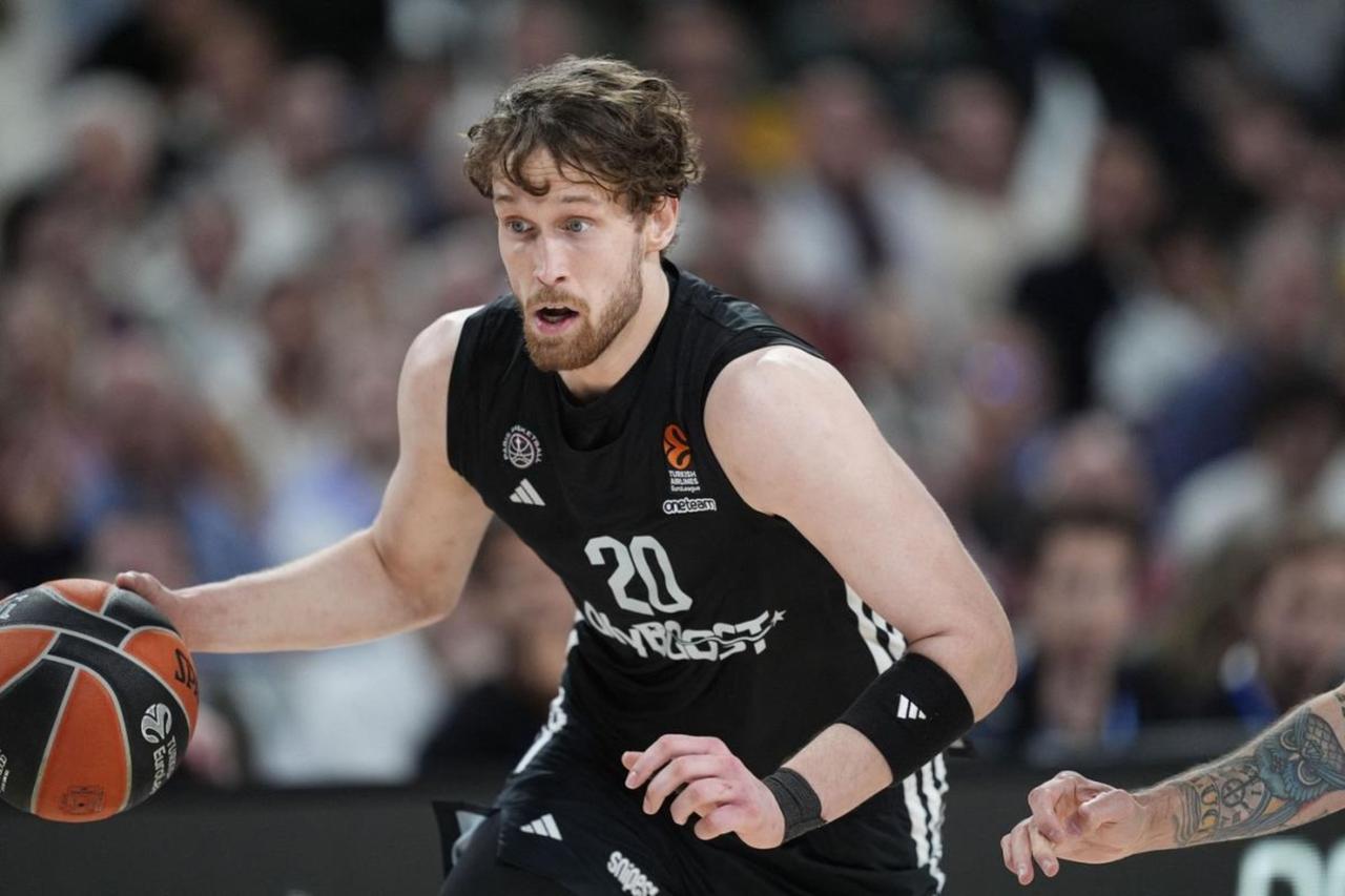 Mikael Jantunen of Paris during the Turkish Airlines EuroLeague, Play In basketball match between Real Madrid Baloncesto and Paris Basketball on 15 April 2025 at Movistar Arena pavilion in Madrid, Spain. (AFP Photo)