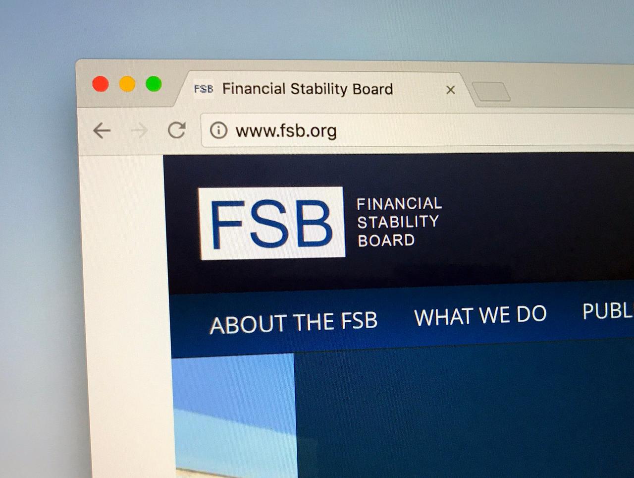 Homepage of the Financial Stability Board (FSB) displayed on a web browser in Basel, Switzerland, on  July 16, 2018. (Adobe Stock Photo)