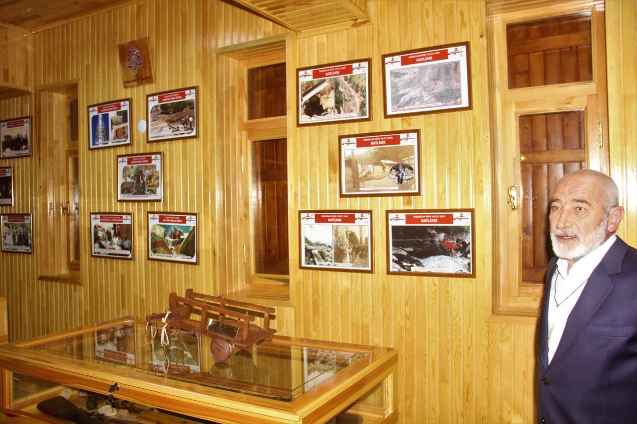 The museum of Basbaglar massacre, where 33 civilians who were shot and burned to death by PKK terrorists 32 years ago in Kemaliye district of Erzincan province, accessed on July 5, 2025. (IHA Photo)