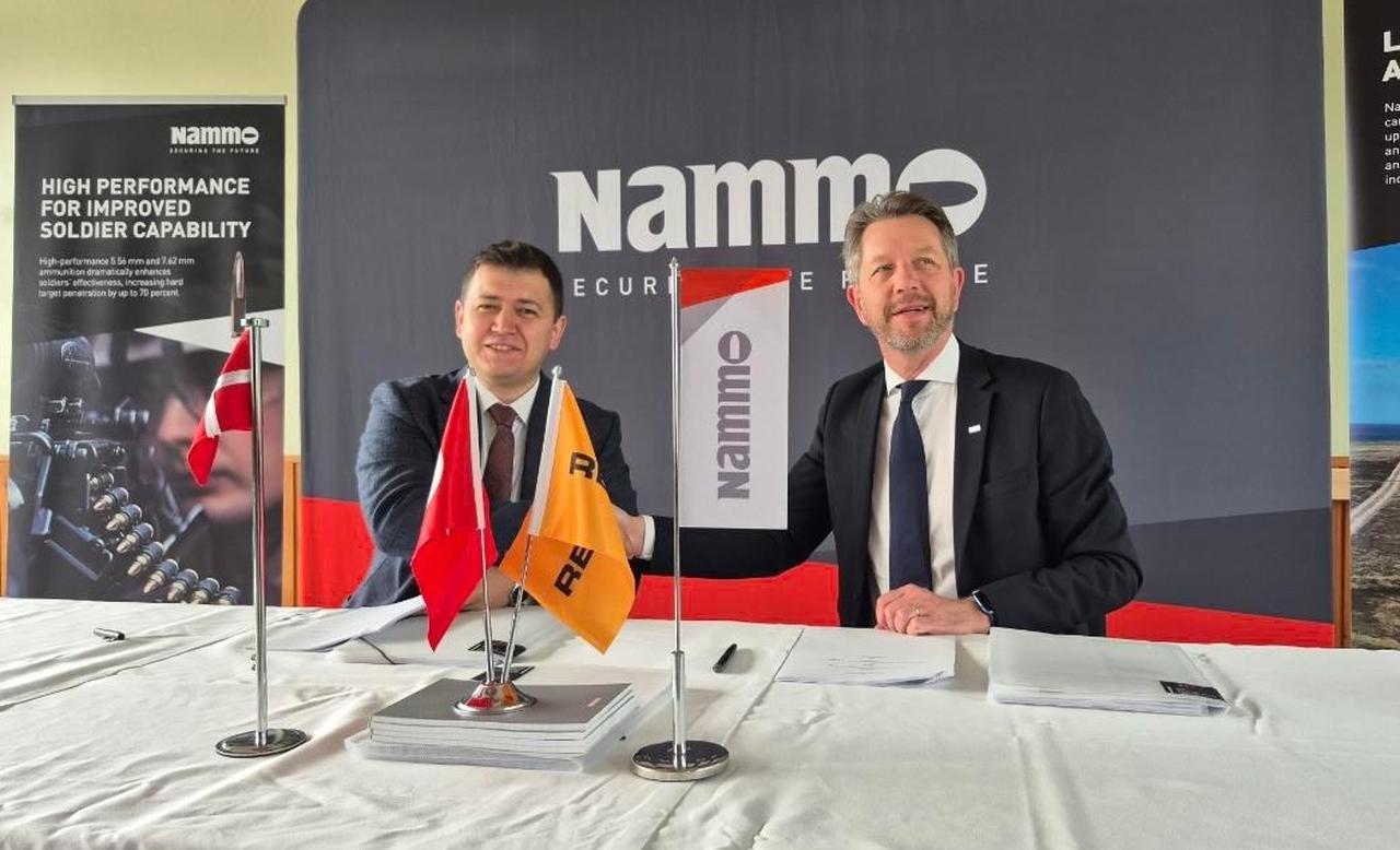 A Repkon officials during signing ceremony with Norwegian defense company Nammo to establish a 155-millimeter artillery ammunition filling facility in Denmark on 4 July, 2025. (AA Photo)
