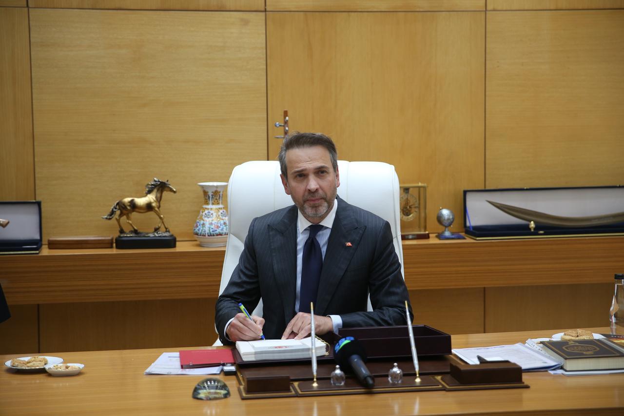 Turkish Minister of Energy and Natural Resources Alparslan Bayraktar visits Sakarya Metropolitan Municipality, in Sakarya Türkiye on July 5, 2025. (AA Photo)