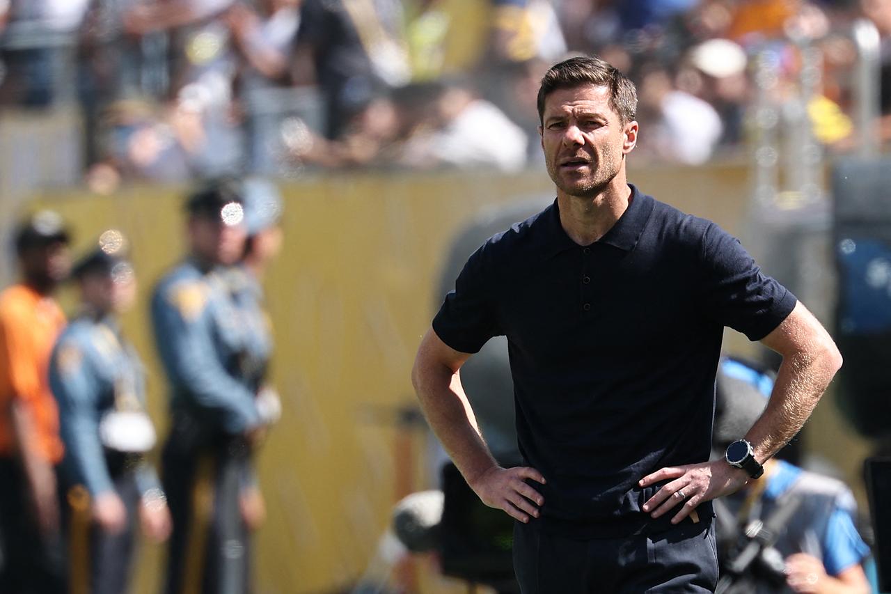 Real Madrid's Spanish coach Xabi Alonso looks on during the FIFA Club World Cup 2025 quarterfinal football match between Spain's Real Madrid and Germany's Borussia Dortmund at the MetLife stadium in East Rutherford, New Jersey on July 5, 2025. (AFP Photo)