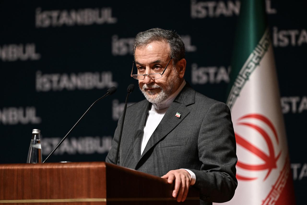 Iranian FM Abbas Araghchi delivers a speech during a press conference as he attends the 51st Meeting of the Council of Foreign Ministers of the Organization of Islamic Cooperation (OIC) at Lutfi Kirdar International Convention and Exhibition Center in Istanbul, Türkiye, on June 22, 2025. (AA Photo)