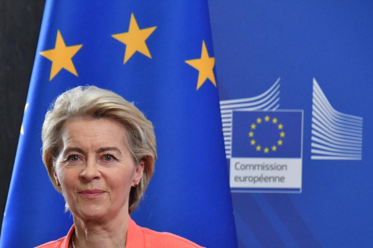 European Commission President Ursula von der Leyen holds a press conference in Samarkand on April 3, 2025, ahead of the EU-Central Asia summit. (AFP Photo)