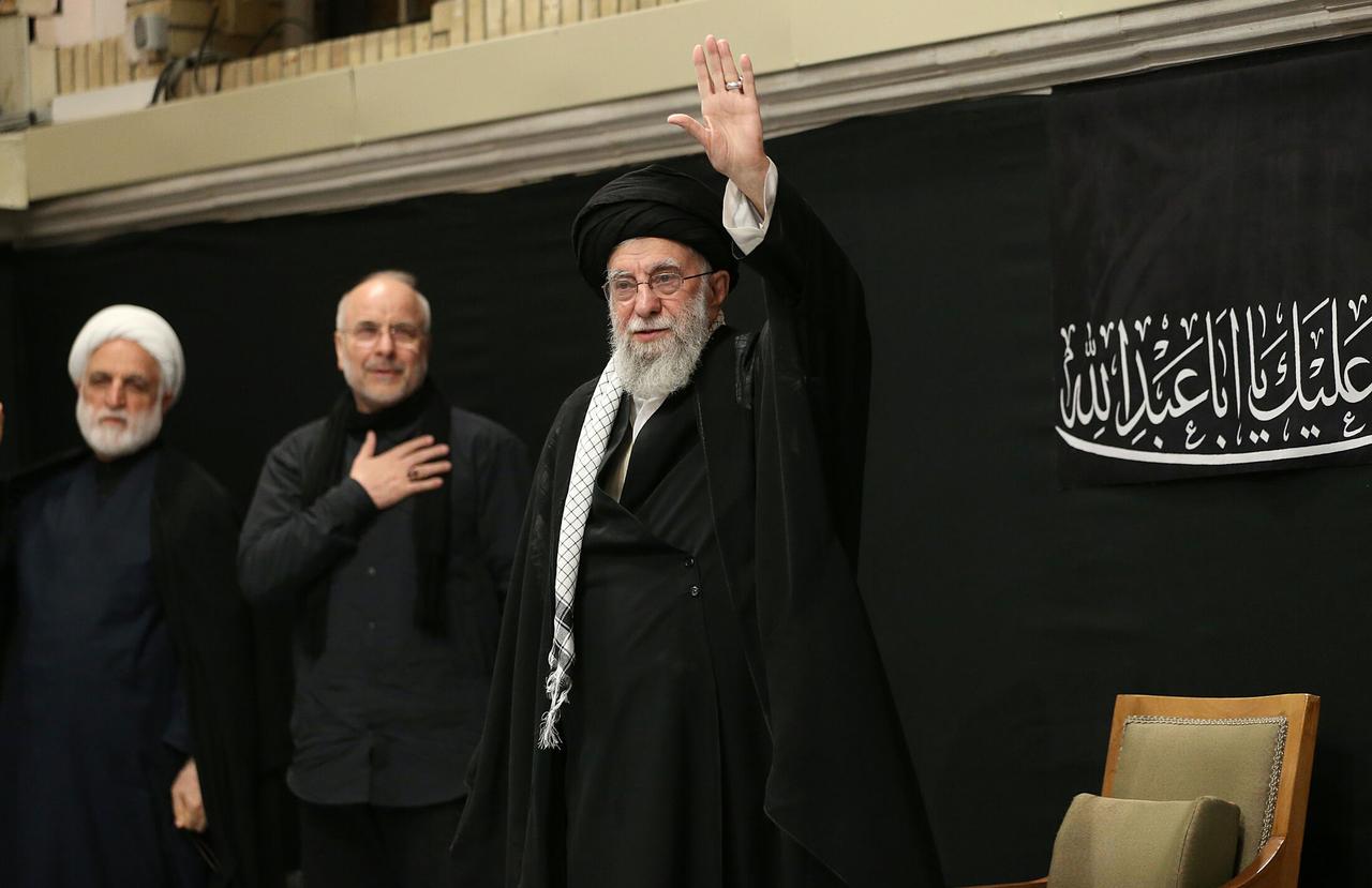 Iranian Supreme Leader Ayatollah Ali Khamenei makes his first public appearance since the war with Israel by attending an Ashura ceremony in Tehran, Iran, on July 6, 2025. (Iranian Leader Press Office / AA Photo)