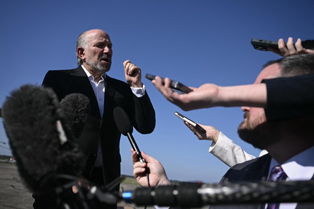 Secretary of Commerce Howard Lutnick speaks to reporters before boarding Air Force One with US President Donald Trump at Morristown Municipal Airport in Morristown, New Jersey, on July 6, 2025 (AFP Photo)