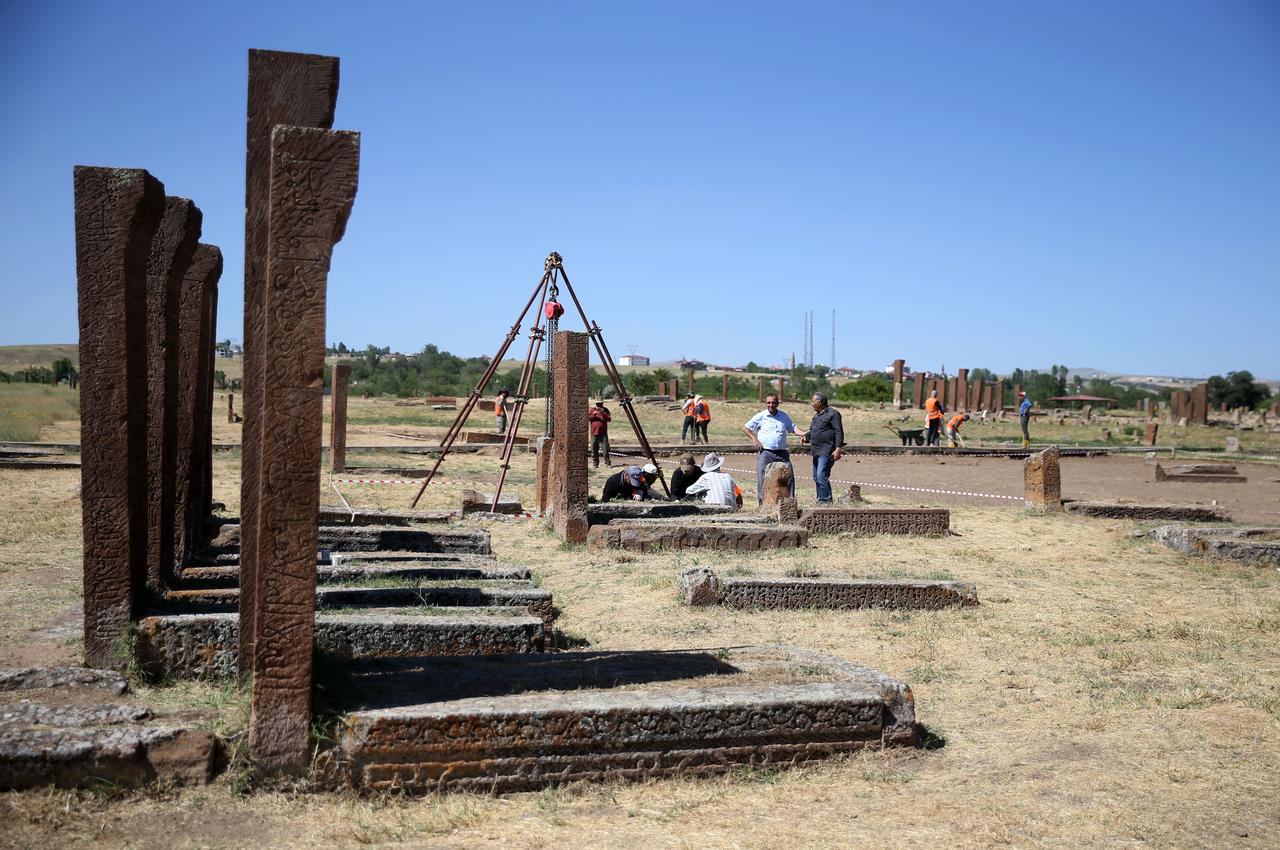 Excavation and restoration work at the Seljuk Cemetery in Ahlat district of Bitlis, Türkiye, July 7, 2025. (AA Photo)