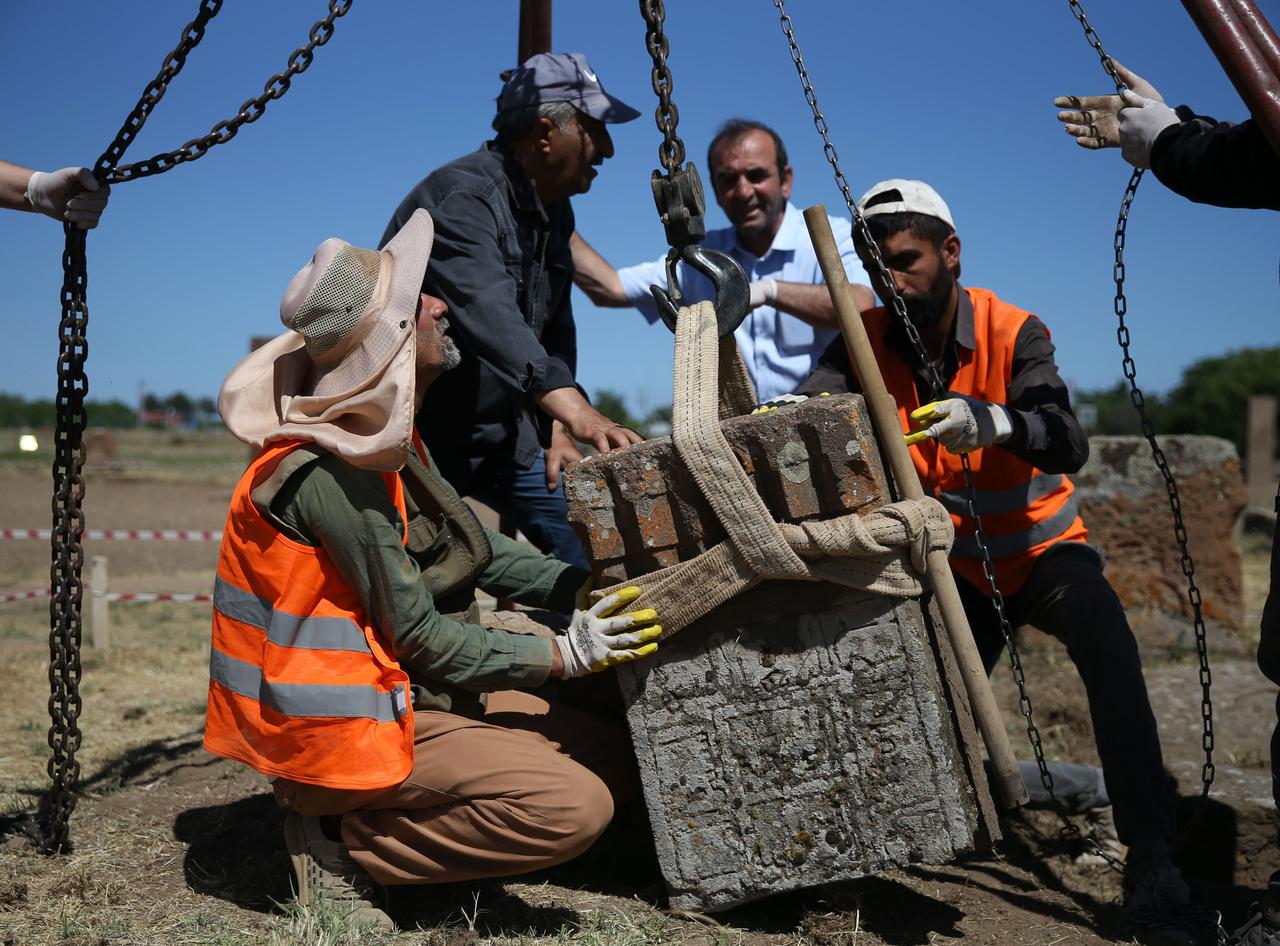 Excavation and restoration work at the Seljuk Cemetery in Ahlat district of Bitlis, Türkiye, July 7, 2025. (AA Photo)
