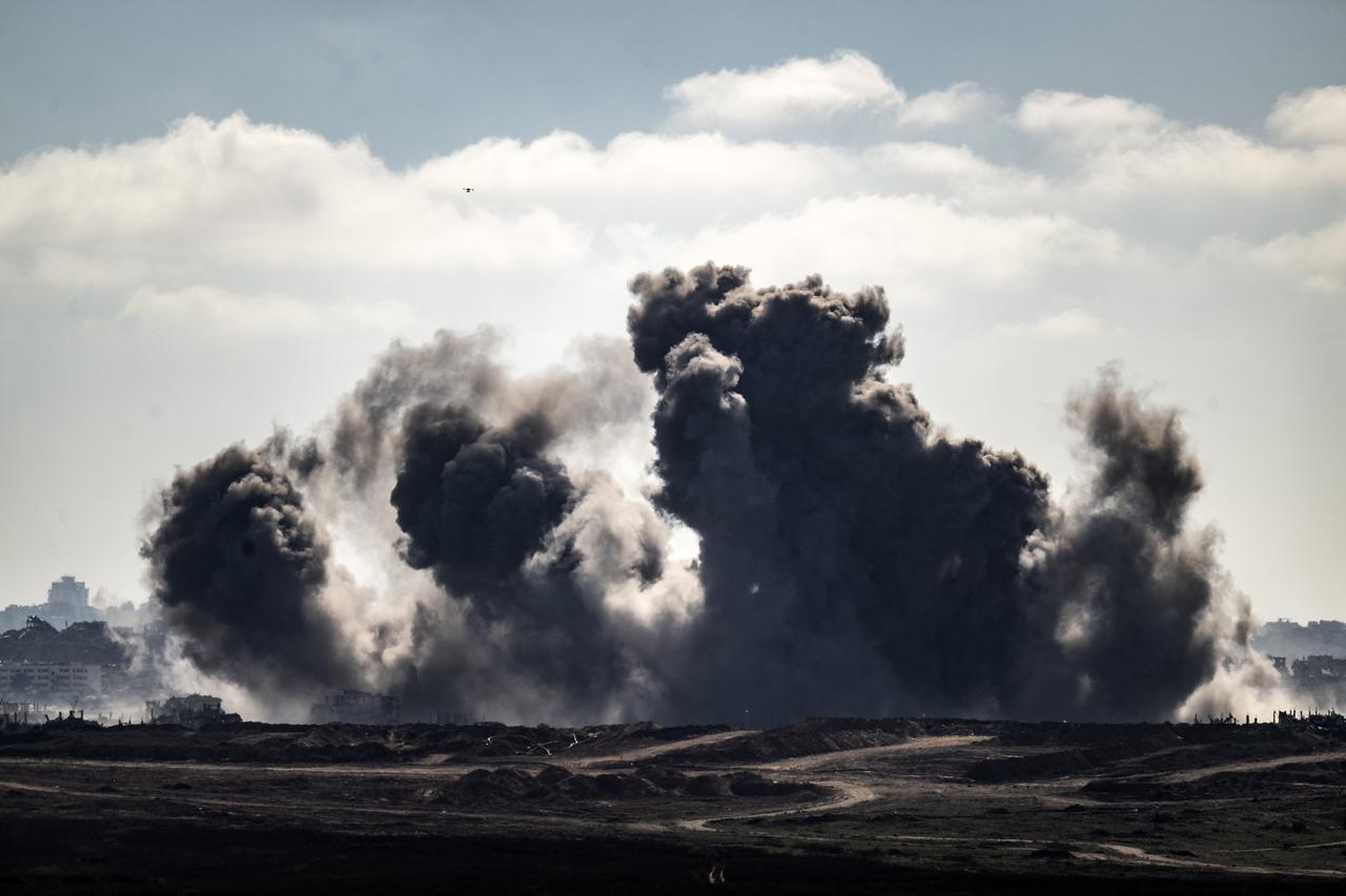 Smoke is seen rising from northern Gaza following Israeli army attacks, as captured from the Sderot area on July 8, 2025. (AA Photo)