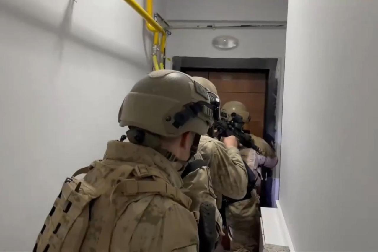 Turkish Gendarmerie forces at an unspecified location during operations against FETO terrorist organization on July 30, 2025. (Screengrab from video via X/@AliYerlikaya)