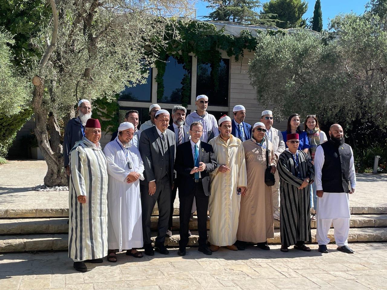 A delegation of imams and Muslim community leaders meets with President Isaac Herzog at the President’s Residence in Jerusalem on July 7, 2025. (Photo via Times of Israel)