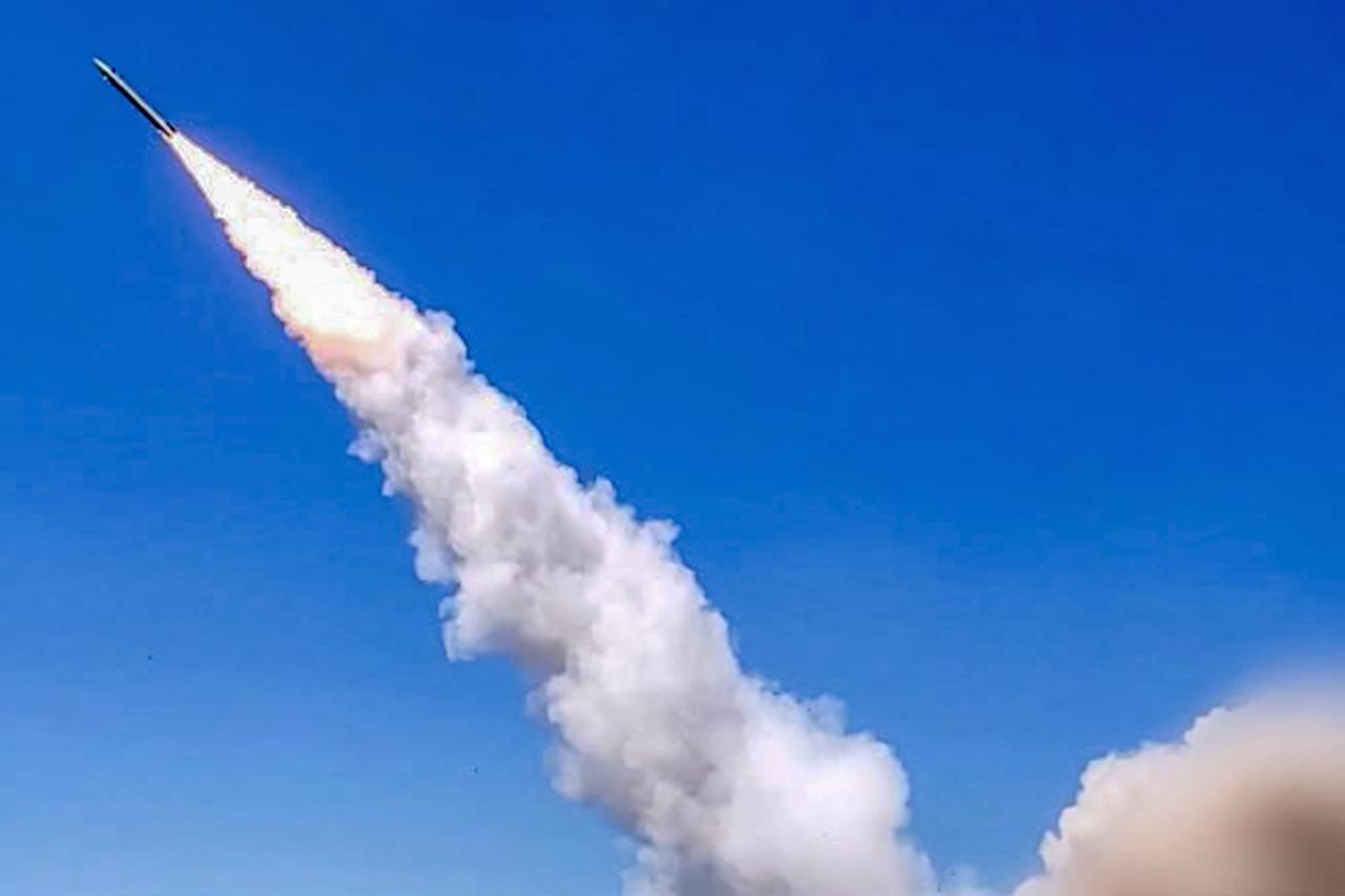 This handout image released by Yemen’s Huthi Ansarullah Media Centre shows a missile being fired during the attack on the Liberian-flagged bulk carrier Eternity C in the Red Sea on July 8, 2025. (AFP Photo)