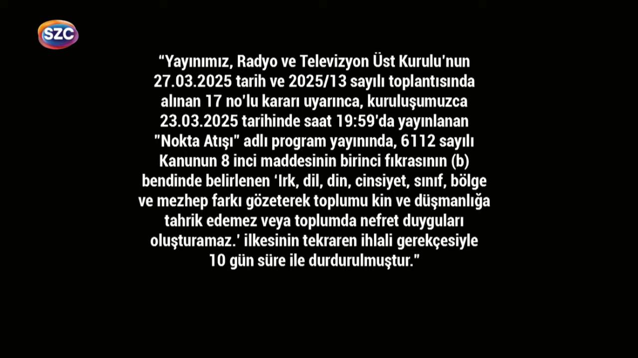 Current video feed of the pro-opposition Sozcu TV, accessed on July 9, 2025 (Photo via YouTube)
