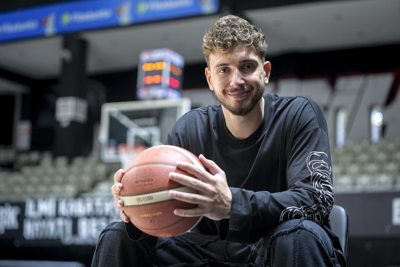 Turkish national basketball player Alperen Sengun, who plays for the NBA team Houston Rockets, speaks during an exclusive interview in Istanbul, Türkiye, August 1, 2025. (AA Photo)