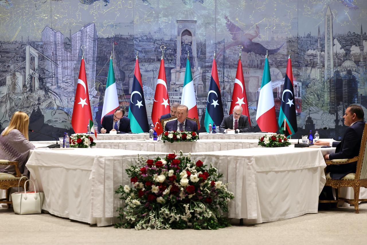 Erdogan hosts Italian PM Meloni, Libya's Dbeibeh in Istanbul for trilateral summit on migration, Gaza Image