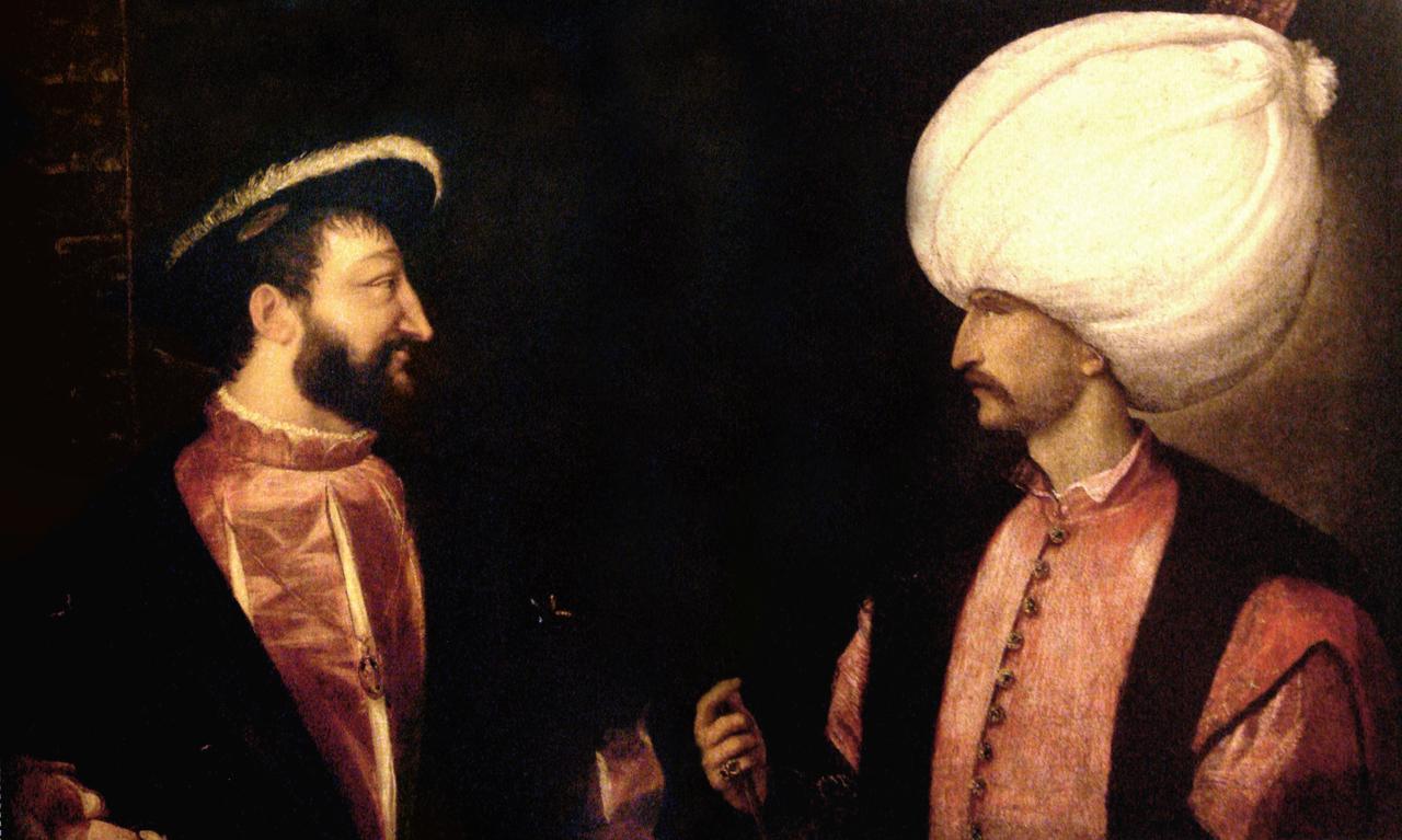 King Francis I (left) and Sultan Suleiman the Magnificent (right) formed the historic Franco-Ottoman alliance. (Photo via Wikimedia)