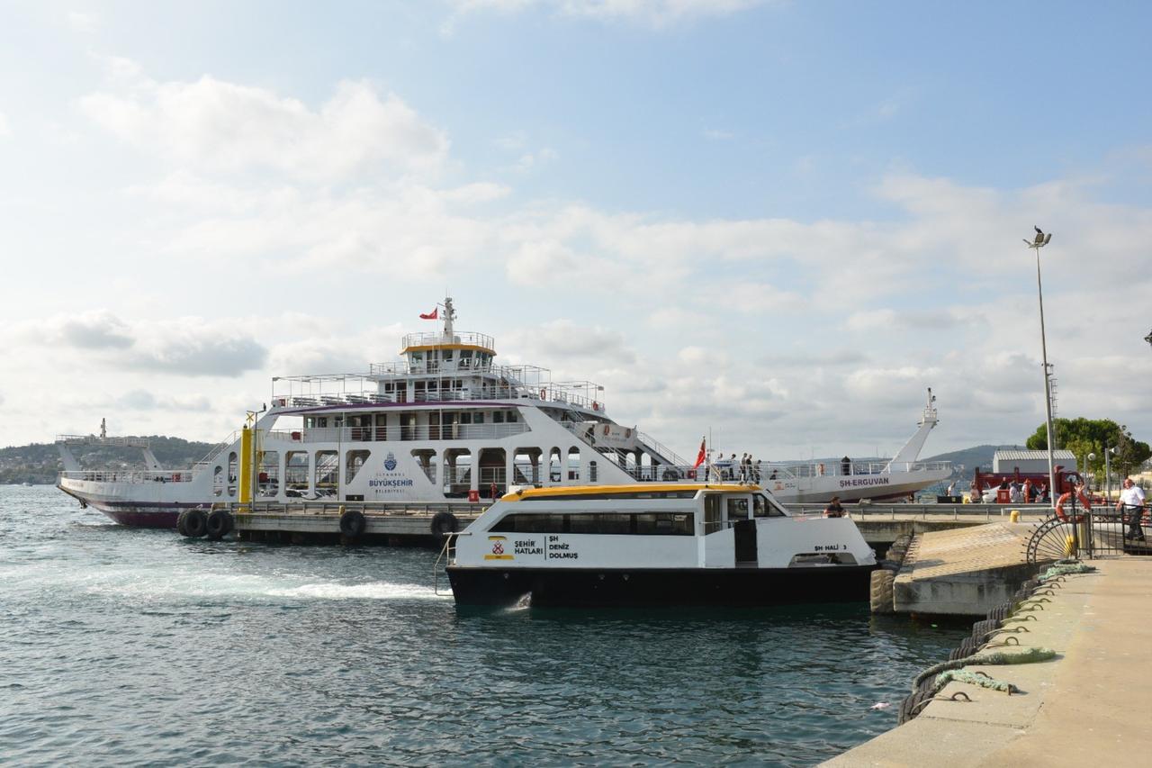 Türkiye, the car ferry that operated between Istinye and Cubuklu in Istanbul was withdrawn from service on July 31, 2025, seen here with a sea shuttle in front of it, 2025. (IHA Photo)