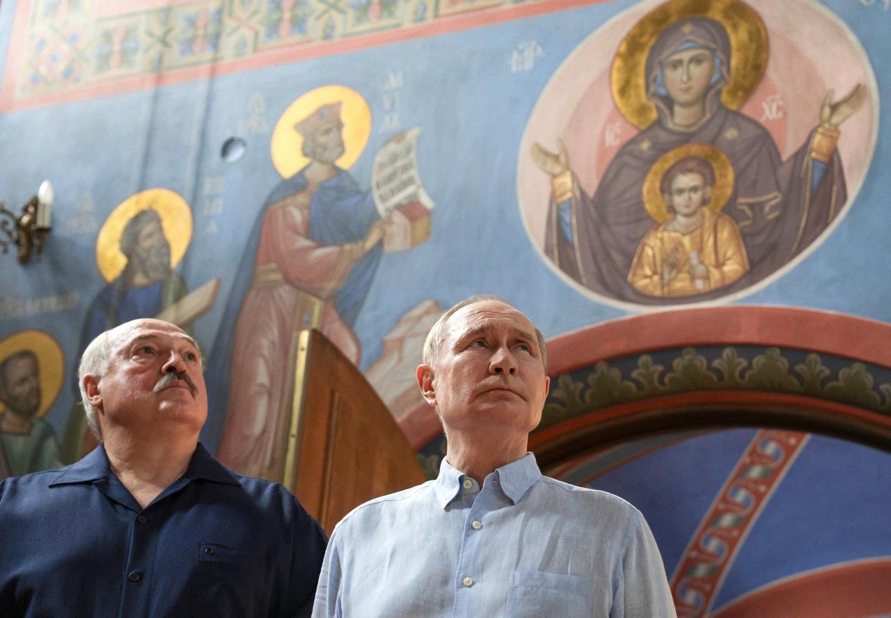 Russia's President Vladimir Putin and Belarusian President Alexander Lukashenko on Valaam island in the northern portion of Lake Ladoga on August 1, 2025. (AFP Photo)