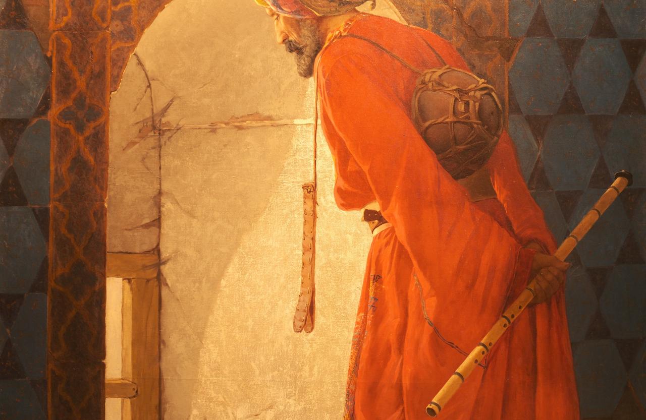 Close-up details from Osman Hamdi Bey’s The Tortoise Trainer, Pera Museum, Istanbul, Türkiye, July 2025. (Photo by Koray Erdogan/Türkiye Today)