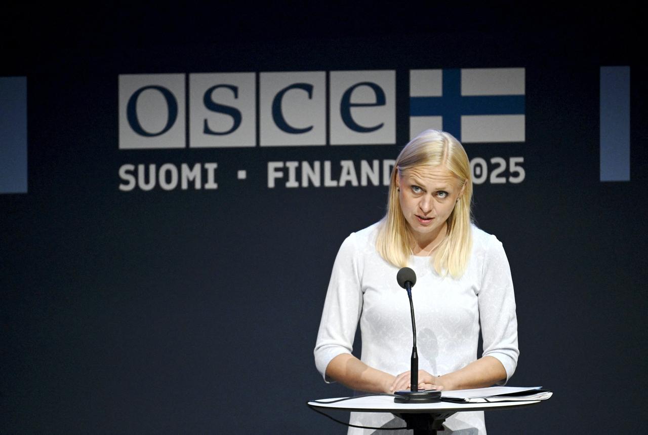 OSCE Chairperson-in-Office, Minister for Foreign Affairs of Finland Elina Valtonen attends the panel discussion during the Helsinki +50 Conference, marking the 50th anniversary of the Helsinki Final Act in Helsinki, Finland, on July 31, 2025. (AFP Photo)