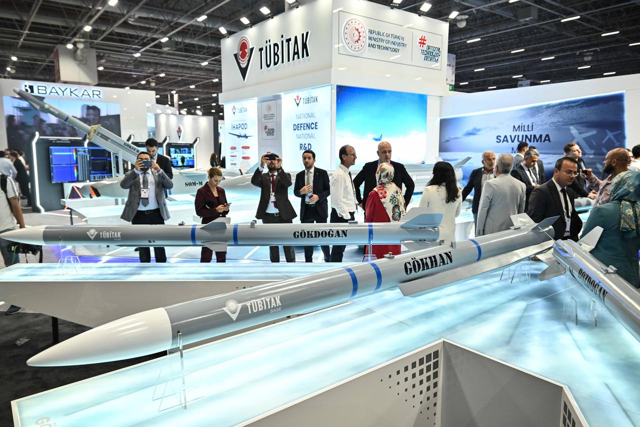 GOKHAN missile produced by TUBITAK is displayed during IDEF 2025 in Istanbul, Türkiye on July 24, 2025. (AA Photo)