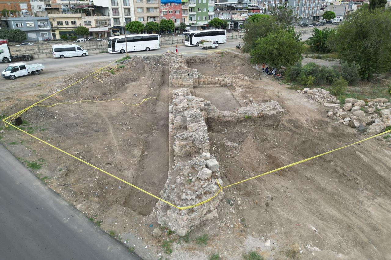 A view of the historic Iskenderun Castle, unearthed through excavation works in Iskenderun district of Hatay, Türkiye, August 9, 2025. (IHA Photo)