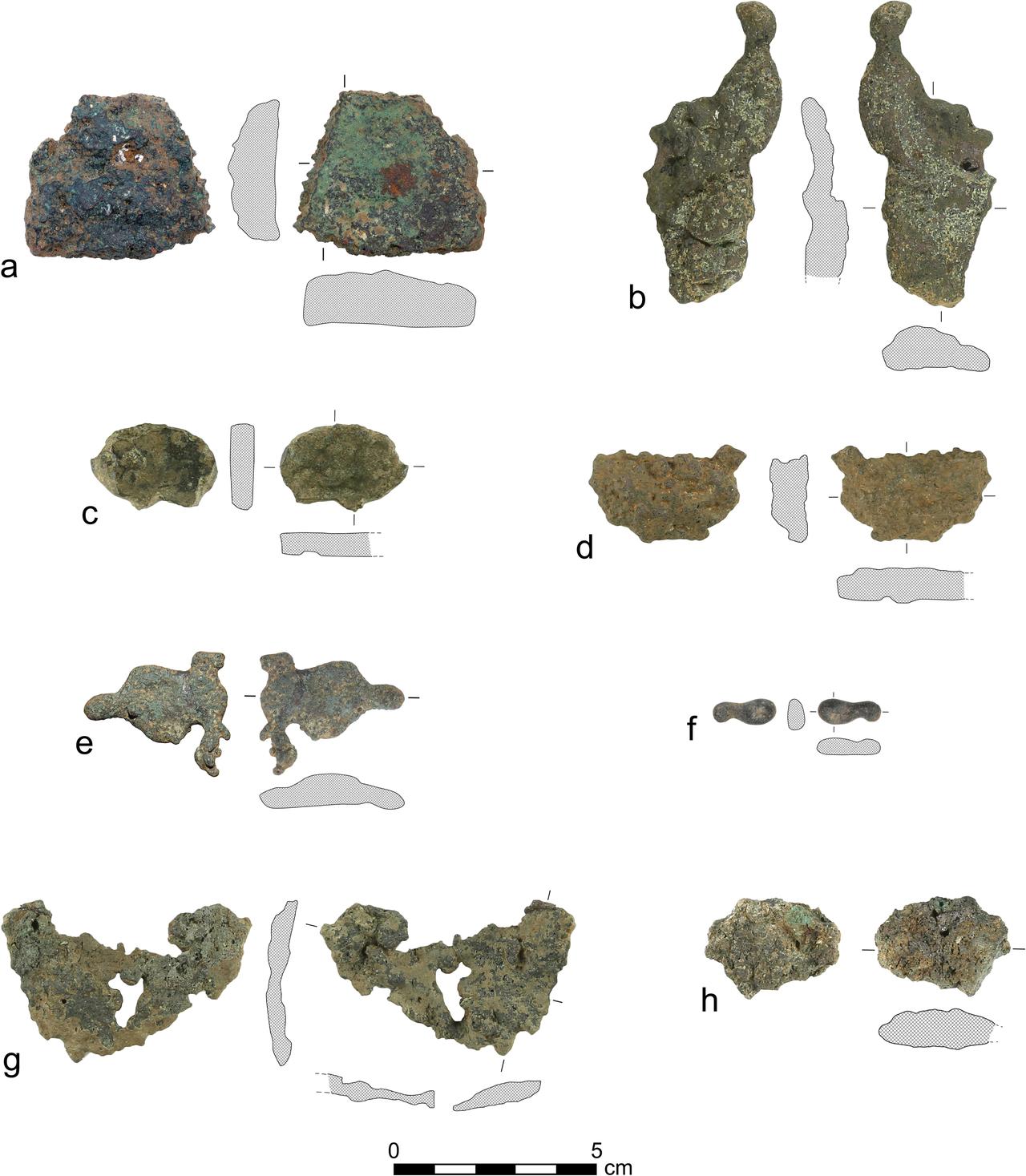 The copper and bronze spills analyzed in this study. (Image via PLOS One)