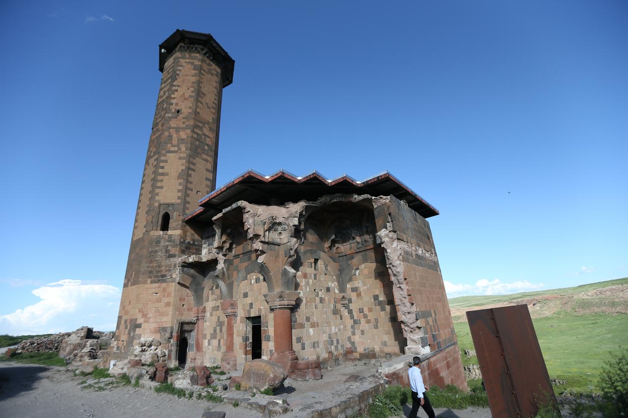 A view of the Menucihr Mosque (also known as Ani Grand Mosque), located within the UNESCO World Heritage Site of Ani Ruins, holds the distinction of being the first Turkish mosque built in Anatolia, preserving the architectural and cultural traces of centuries past in Kars, Türkiye, May 30, 2025. (AA Photo)