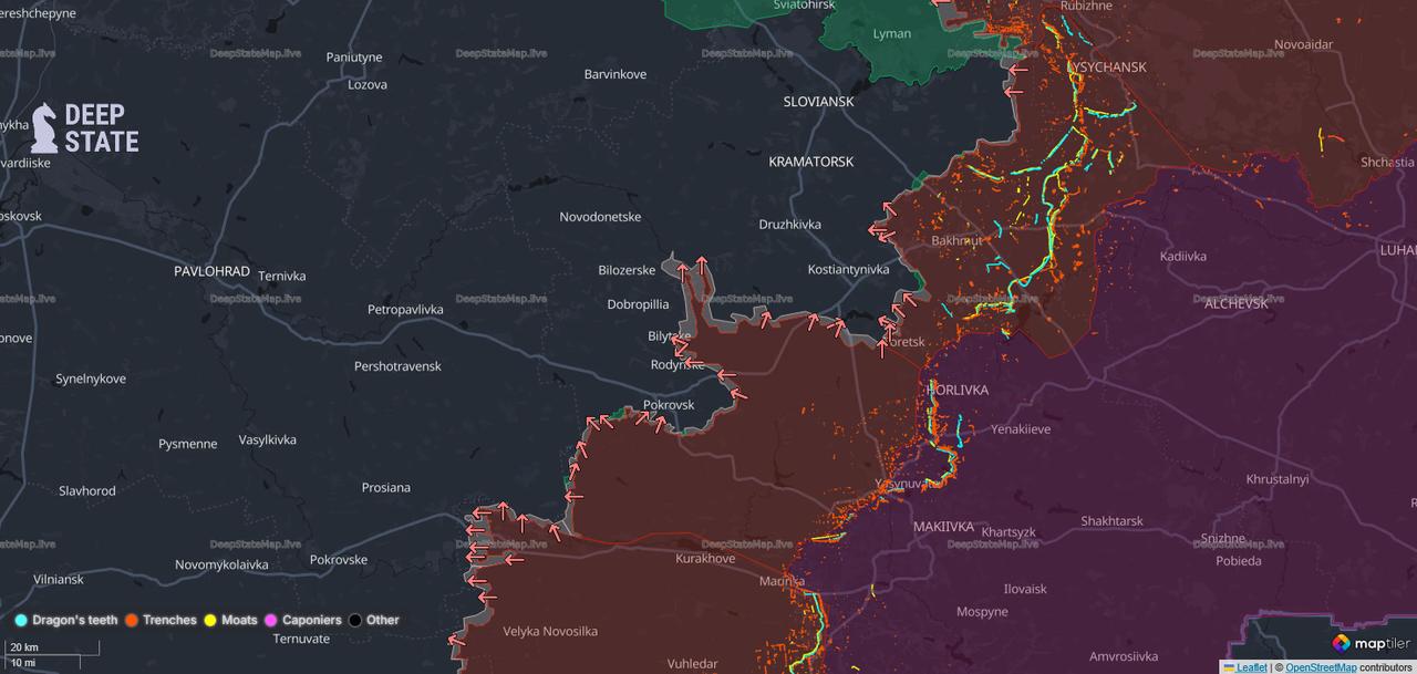 Map shows the Russian forces' advancing in Ukraine as of 11 August, 2025. (Photo via Deep State)
