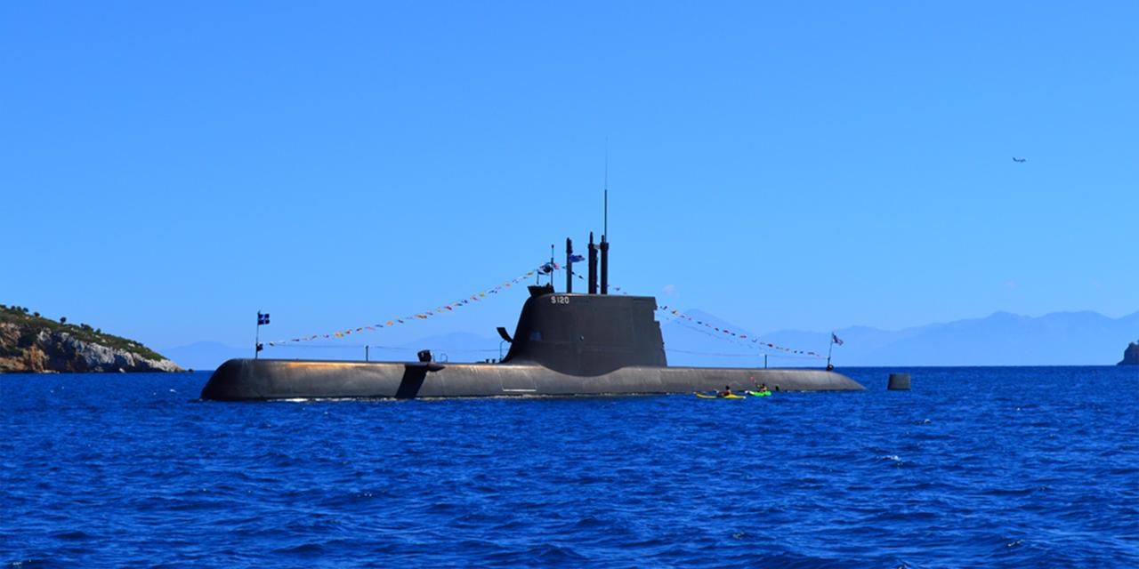 Greek Navy's Type-214 submarine HS Papanikolis (S-120). (Photo via Greek Navy)