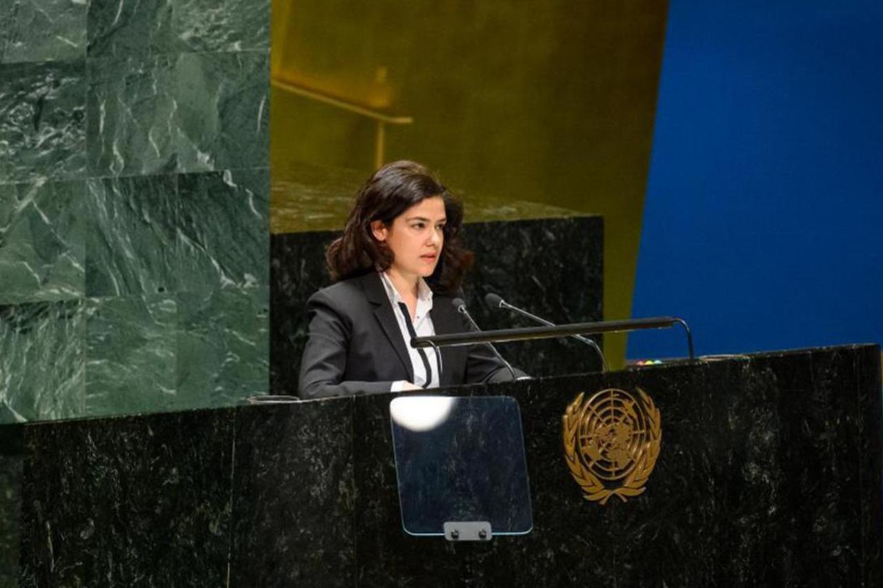 Asli Guven, Türkiyes Deputy Permanent Representative to the United Nations, accessed on Aug. 12, 2025. (AA Photo)