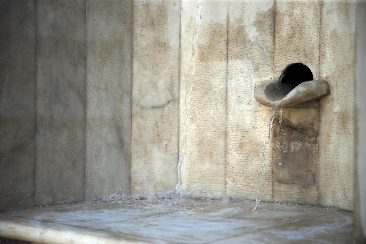Water was released into the pool of the Roman bath in the ancient city of Stratonikeia, located in Yatagan district of Mugla, Türkiye, after the completion of excavation and restoration works, August 10, 2025. (AA Photo)