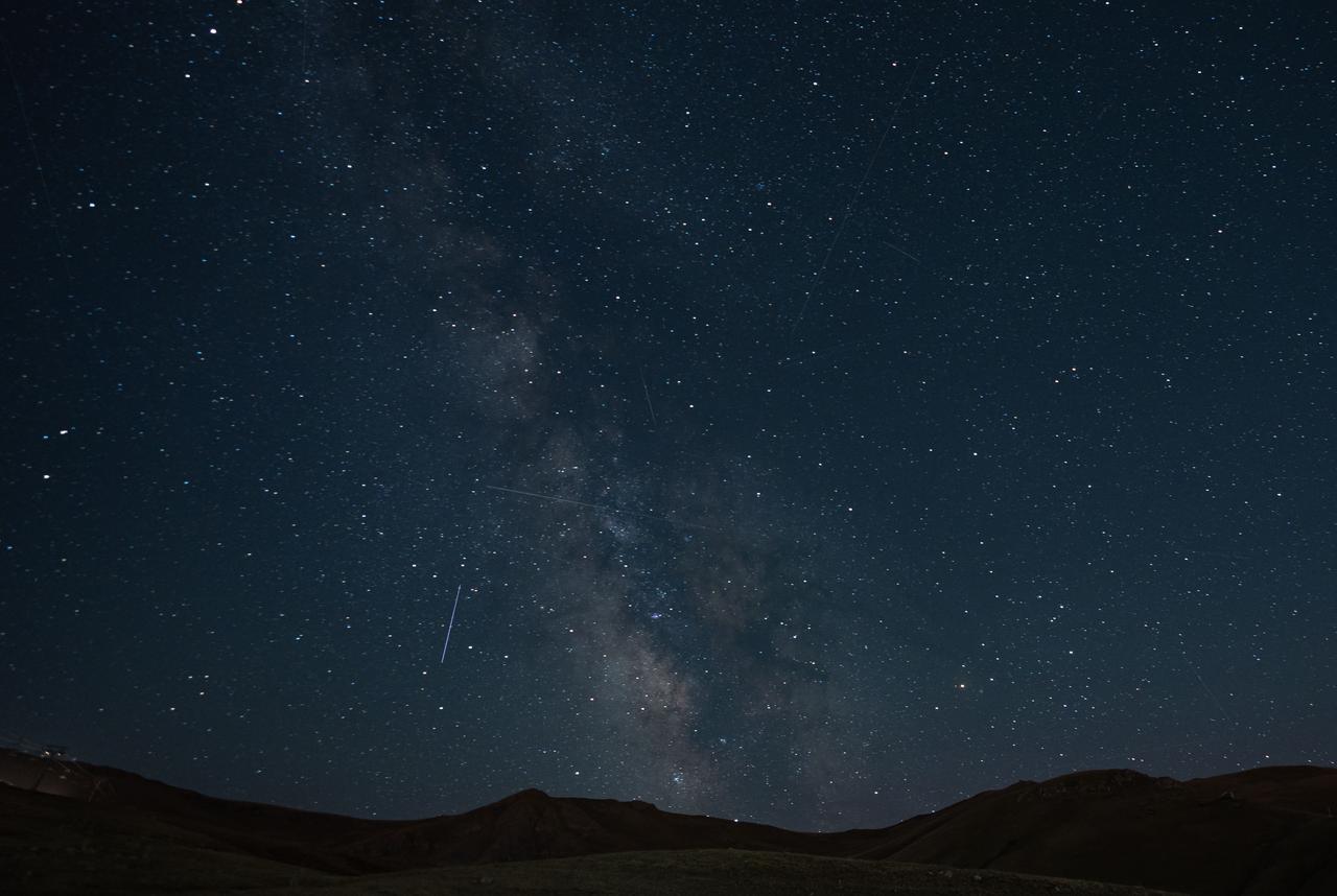 Perseid meteor shower is photographed at the 3,271-meter Palandoken Mountain in Erzurum using long exposure and varied lighting techniques, August 12, 2025. (AA Photo)