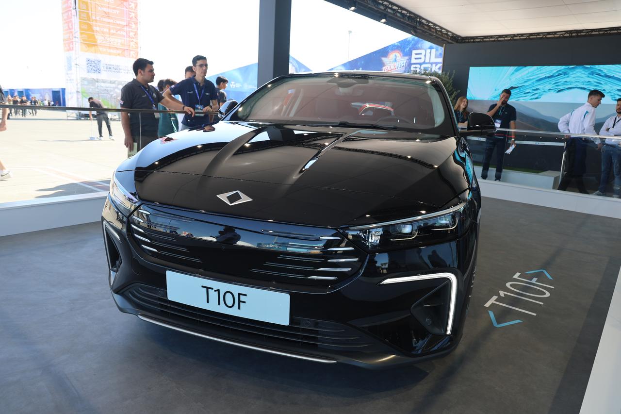 Togg’s T10F fastback sedan on display in Adana, Türkiye, October 3, 2024. (IHA Photo)