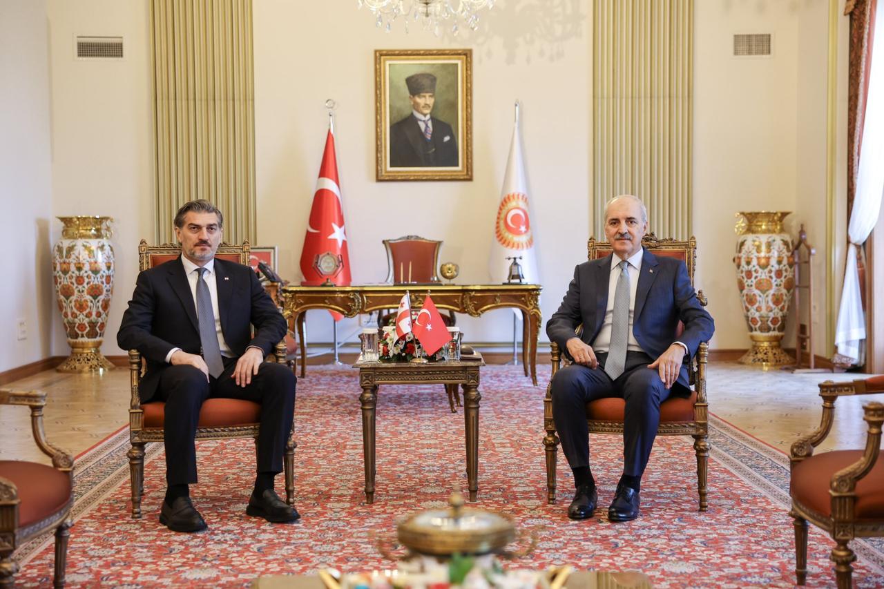 Turkish Parliament Speaker Numan Kurtulmus meets Georgian President Mikheil Kavelashvili, Ankara, Türkiye, Aug. 13, 2025. (@numankurtulmus via X)