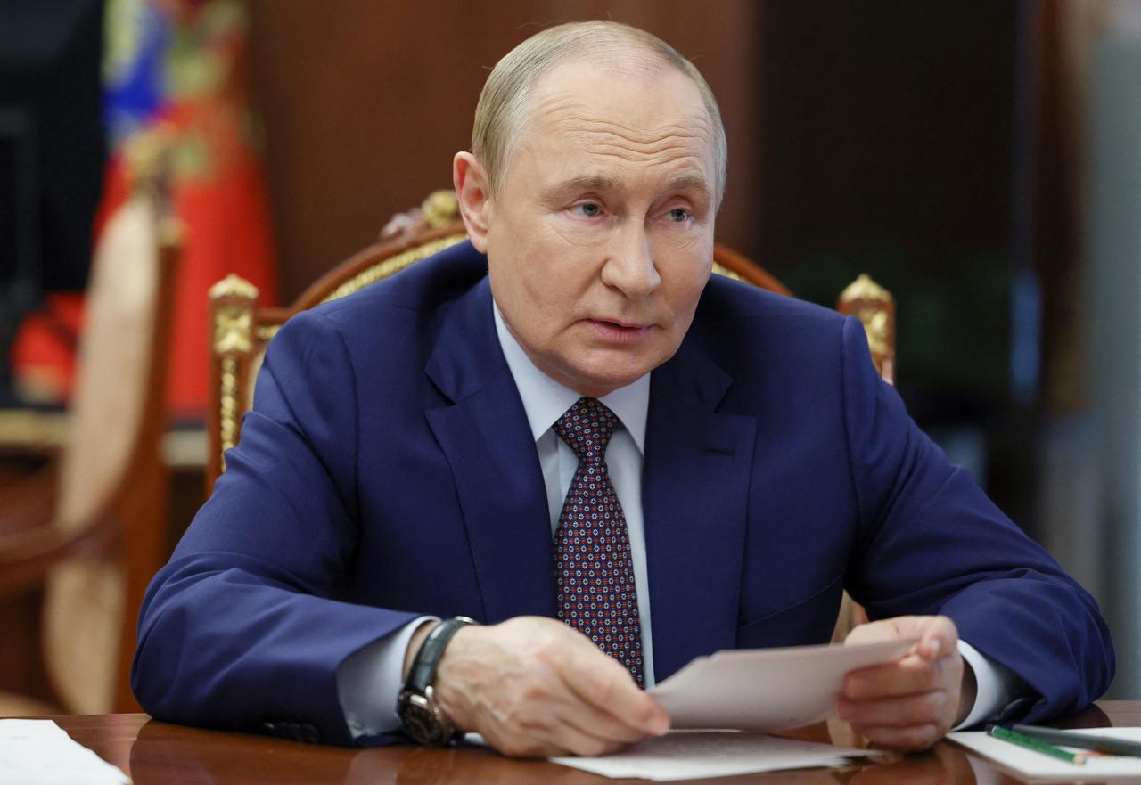 Russia's President Vladimir Putin looks on as he holds a meeting on economic issues in Moscow on August 12, 2025. (AFP Photo)