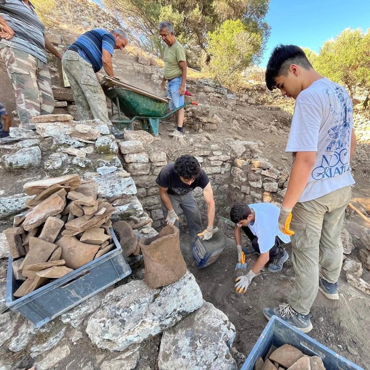 A view from the excavations at the ancient theatre of Amos in Marmaris, Mugla, Türkiye, August 13, 2025. (AA Photo)