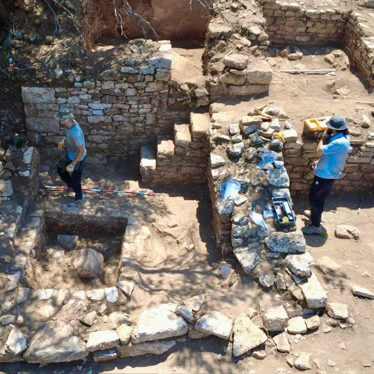 A view from the excavations at the ancient theatre of Amos in Marmaris, Mugla, Türkiye, August 13, 2025. (AA Photo)