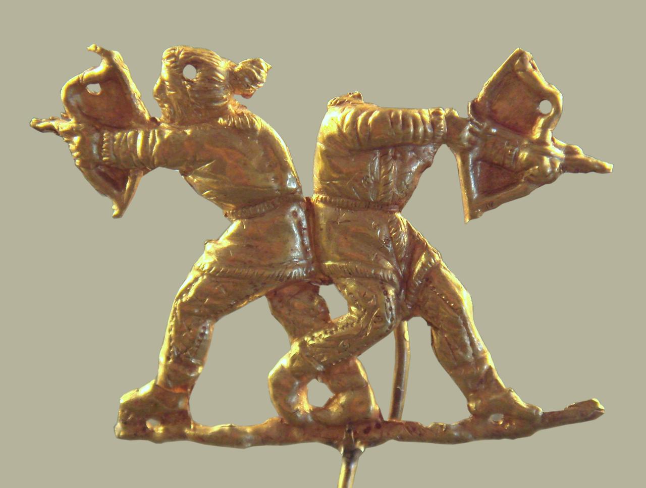 Scythians shooting with bows, from Kerch, c. 475-450 B.C., photographed in 2007. (Photo via Louvre Museum)