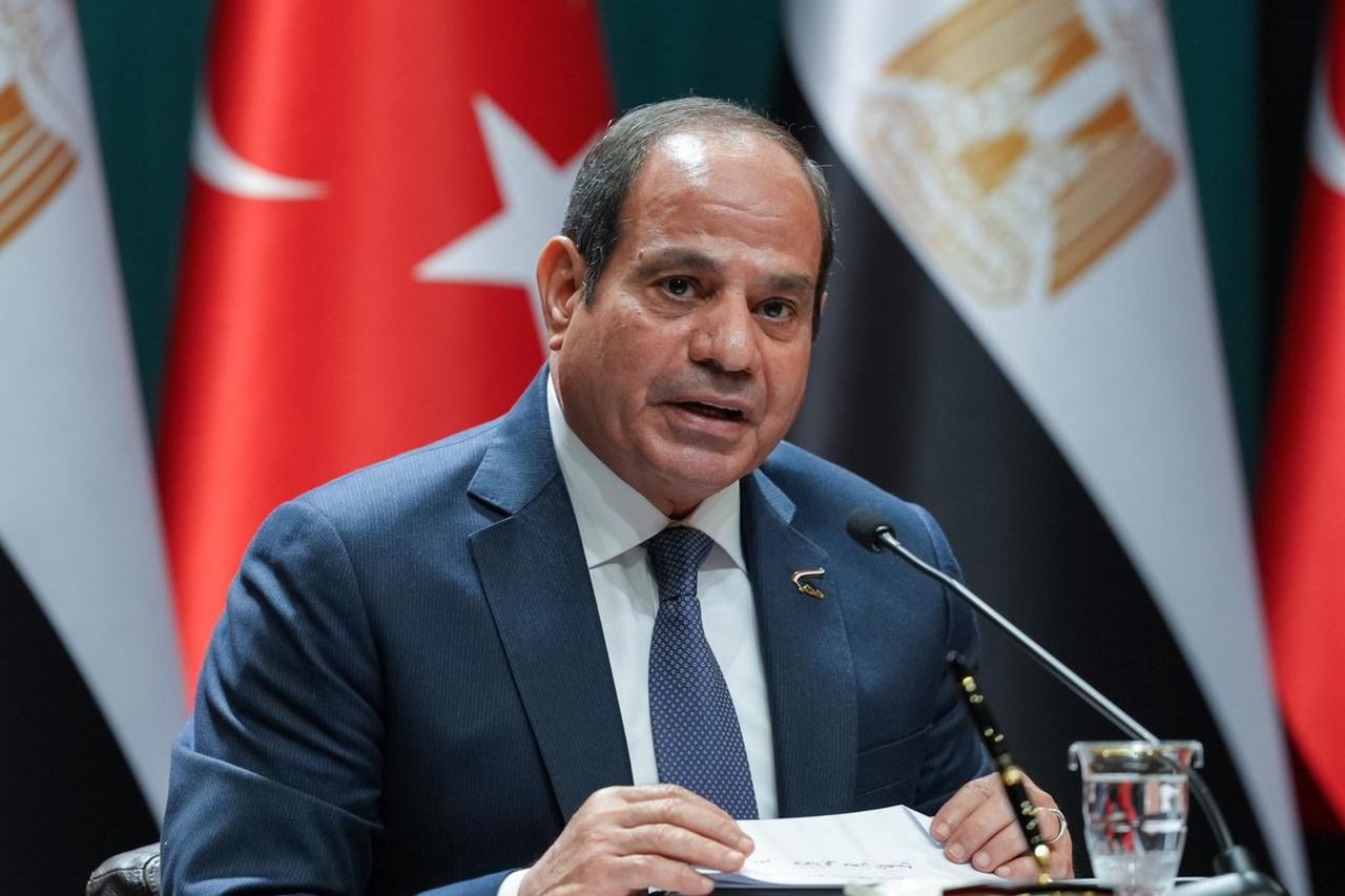 Egyptian President Abdel Fattah el-Sisi hold a joint press conference with President Erdogan after their meeting at the Presidential Complex in Ankara, Türkiye on September 04, 2024. (AA Photo)