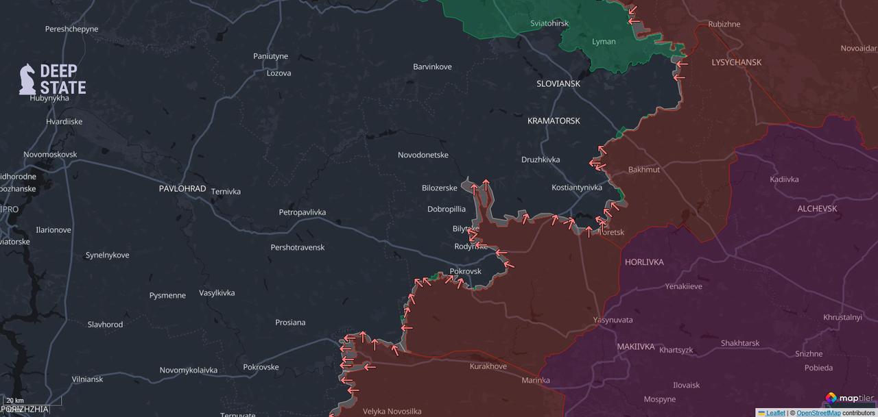 Map shows the Russian forces' advancing in Ukraine as of 12 August, 2025. (Photo via Deep State)