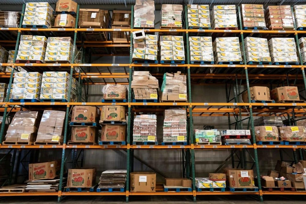 Supplies wait for distribution at the Capital Area Food Bank on April 1, 2020 in Washington, DC. (AFP Photo)