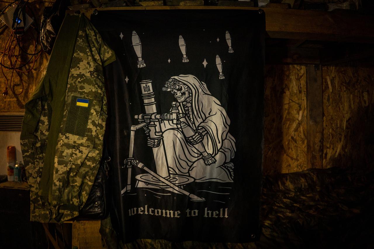 An inside view of a bunker as Ukrainian artillery squad awaits orders on the left bank of the Dnipro River in Kherson, Ukraine on August 11, 2025. (AA Photo)