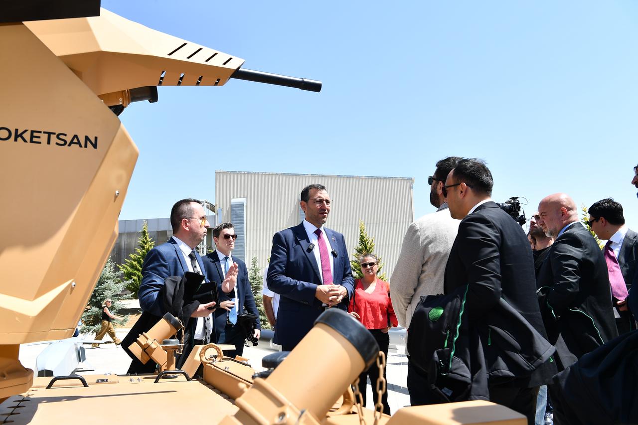 Roketsan General Manager Murat Ikinci speaks with journalists on 15 August, 2025. (AA Photo)