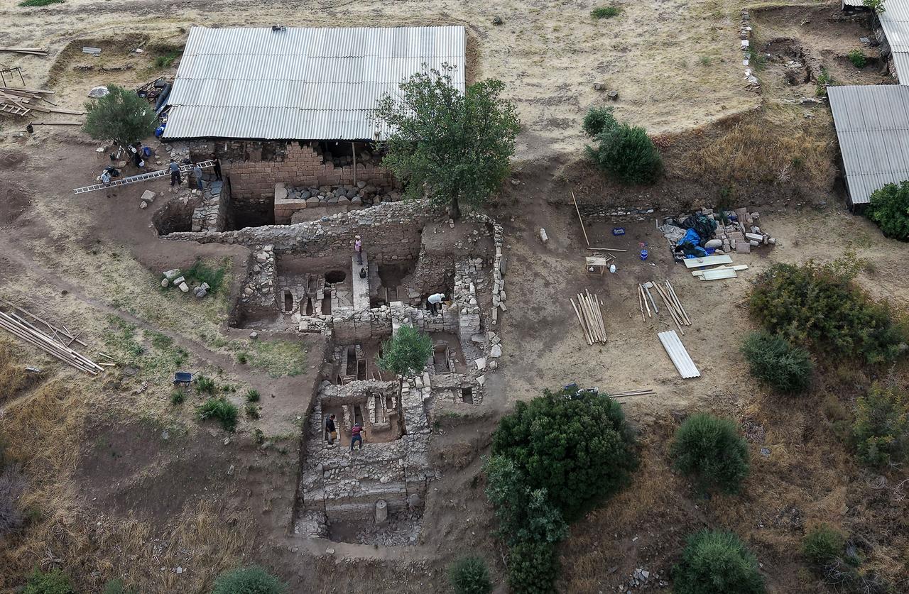 Aerial view of ongoing archaeological excavations at the ancient city of Sardis in Salihli, Manisa, Türkiye, August 15, 2025. (AA Photo)
