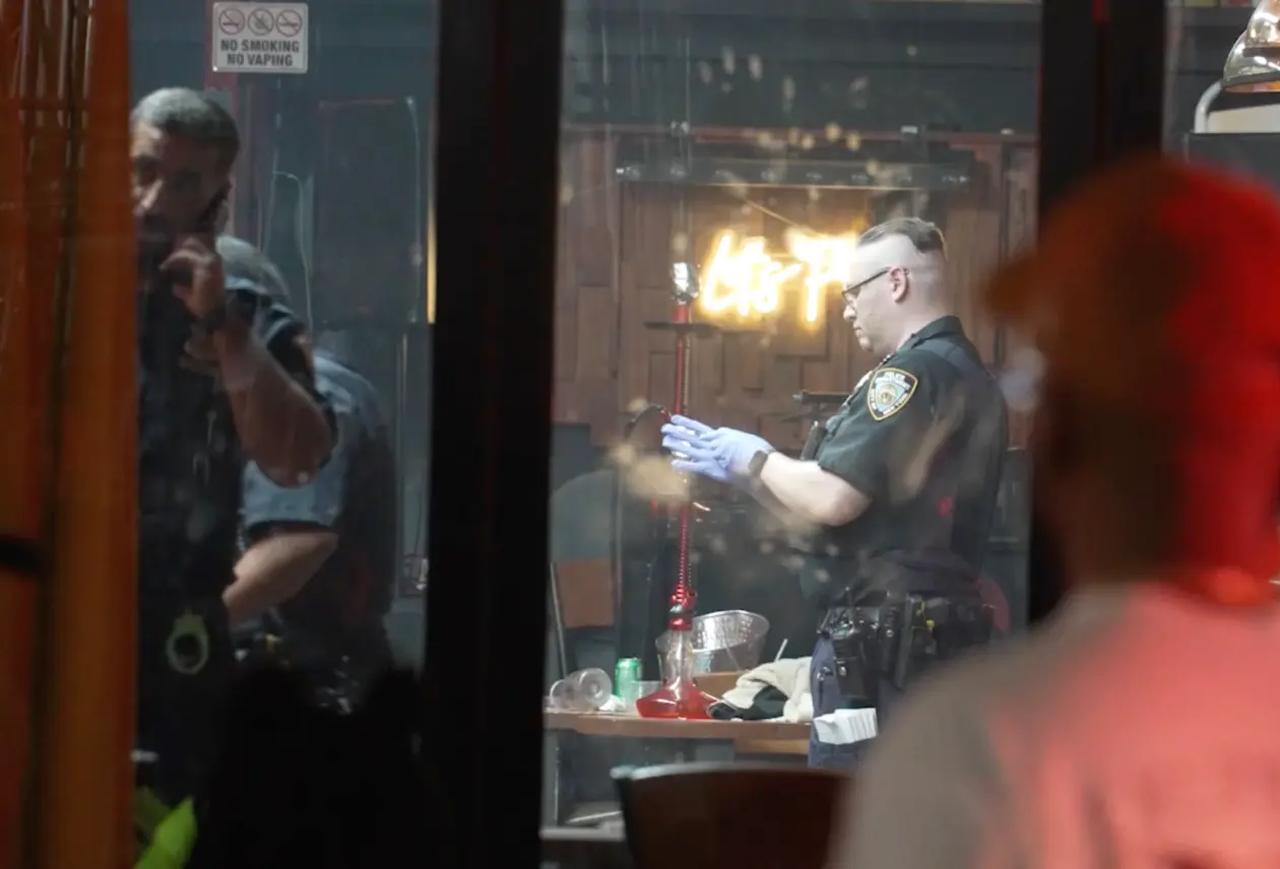 Police at the scene of a shooting inside Taste of the City Lounge at 903 Franklin Avenue in Brooklyn, NY, Aug. 17, 2025. (Photo via LoudLabsNYC)