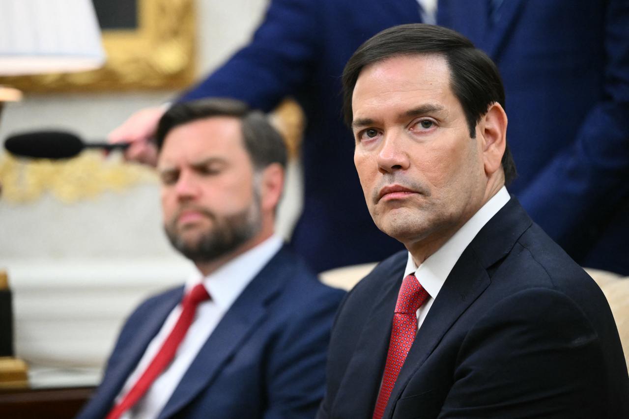 US Secretary of State Marco Rubio looks on during a meeting with US President Donald Trump and Ukrainian President Volodymyr Zelenskyy in the Oval Office of the White House in Washington, DC, on August 18, 2025. (AFP Photo)