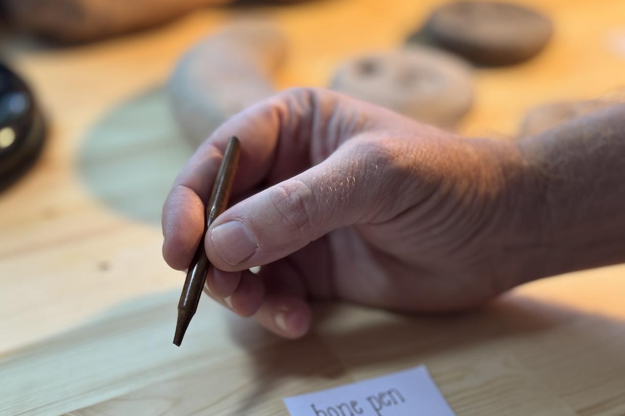 A bone pen discovered at Turkmen Karahoyuk in Konya, Türkiye, August 18, 2024. (AA Photo)